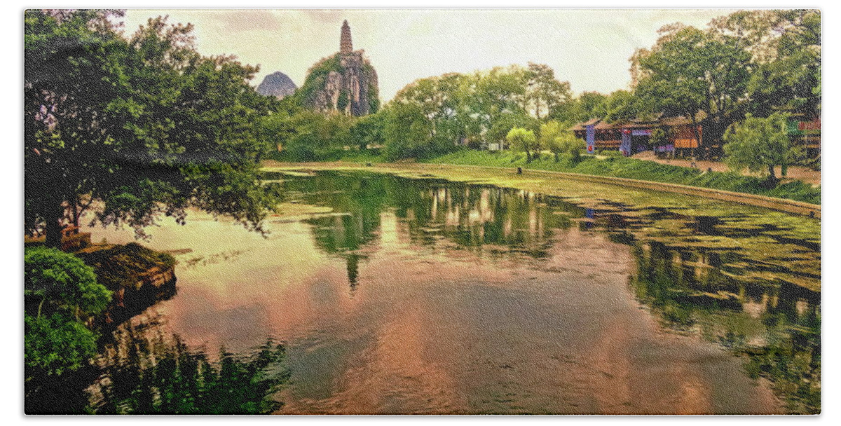 China Bath Towel featuring the photograph China Guilin landscape scenery photography-1 by Artto Pan