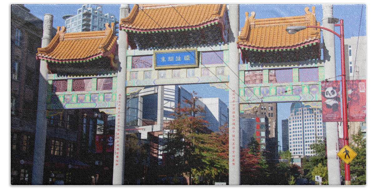 Cars Hand Towel featuring the photograph Chinatown Gates by Ramunas Bruzas