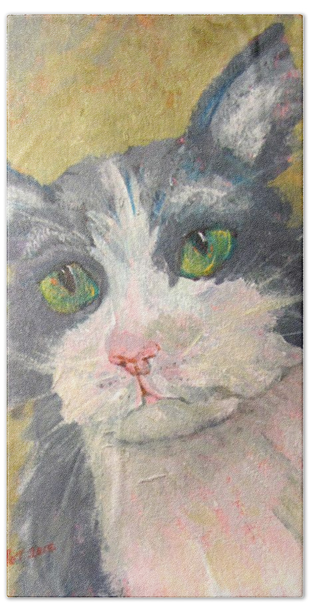 Cat Bath Towel featuring the painting Chloe by Barbara O'Toole