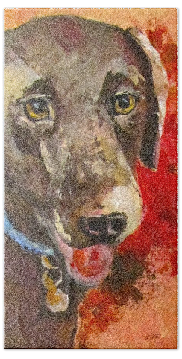Dog Bath Towel featuring the painting Chocolate by Barbara O'Toole