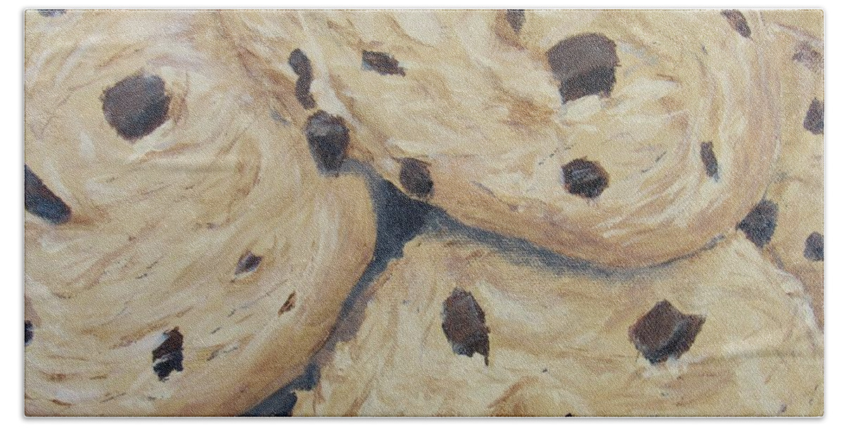 Dessert Hand Towel featuring the painting Chocolate Chip Cookies by Nancy Nale