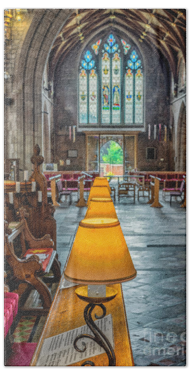 Cathedral Hand Towel featuring the photograph Choir Lamps by Adrian Evans