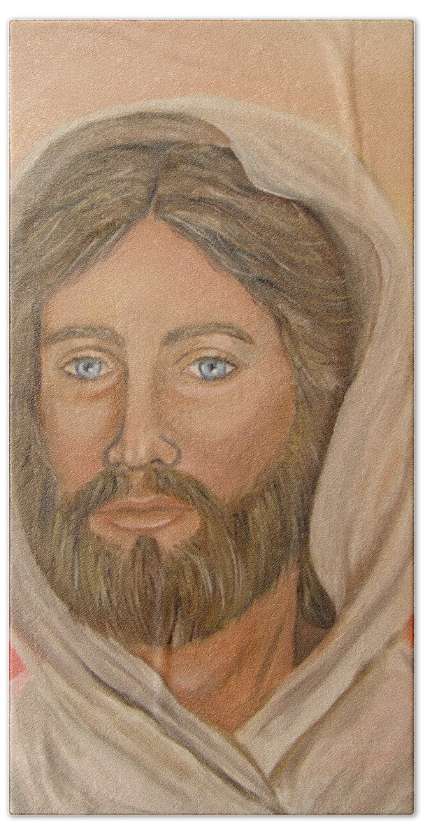 Christ Bath Towel featuring the painting Christ by Quwatha Valentine