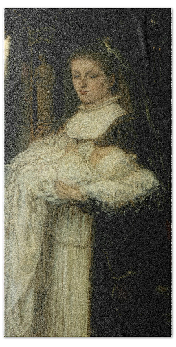 Matthijs Maris Bath Towel featuring the painting Christening Procession in Lausanne by Matthijs Maris