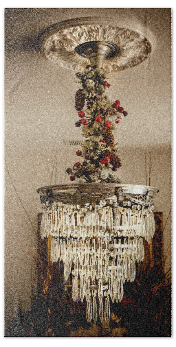 Chandelier Bath Towel featuring the photograph Christmas Antique Chandelier by KG Thienemann