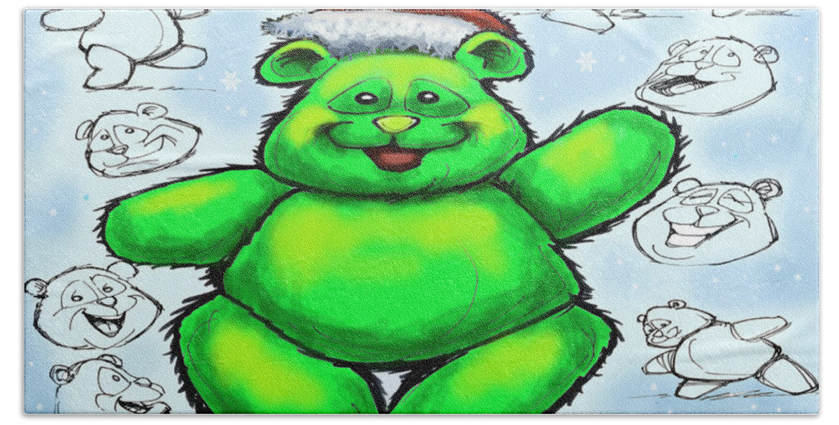 Christmas Bath Towel featuring the greeting card Christmas Bear by Kevin Middleton