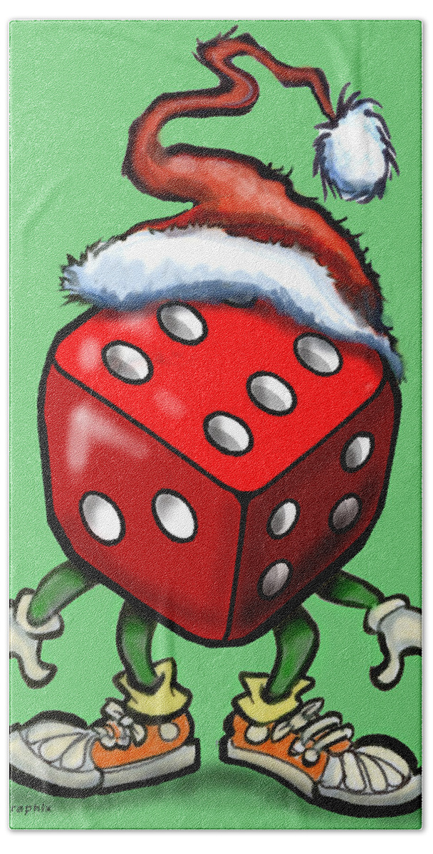 Christmas Bath Towel featuring the greeting card Christmas Casino Party by Kevin Middleton