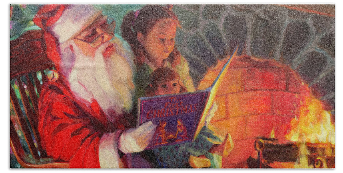 Christmas Hand Towel featuring the painting Christmas Story by Steve Henderson