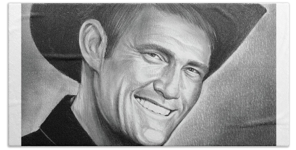 Chuck Connors Bath Towel featuring the drawing Chuck Connors by Greg Joens