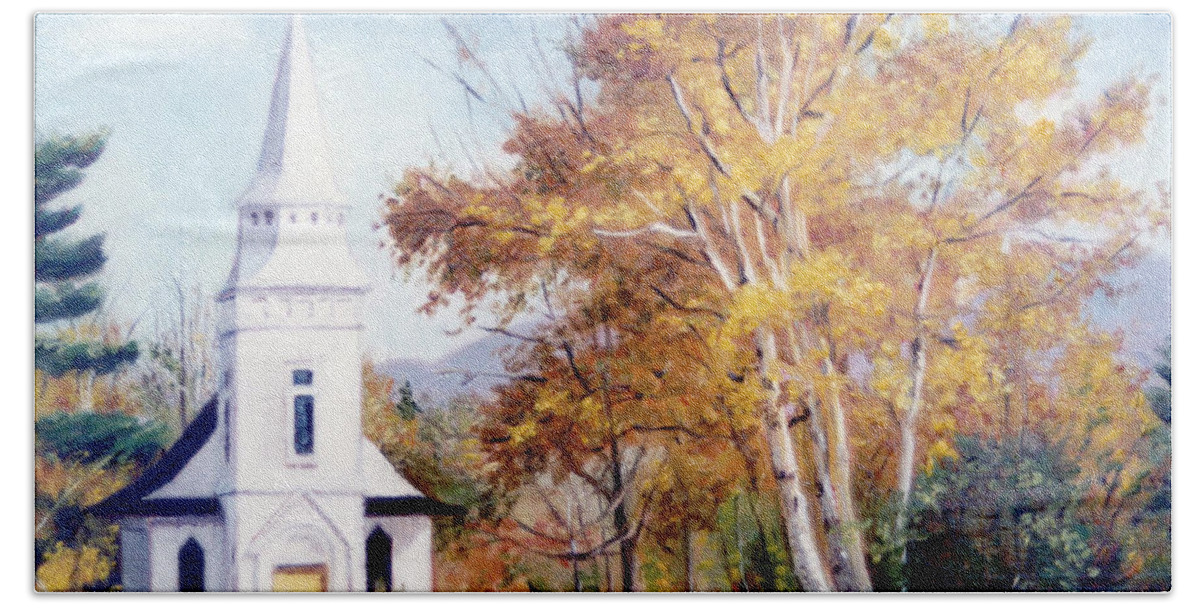 Church With Steeple Hand Towel featuring the painting Church at Sugar Hill by Marie Witte
