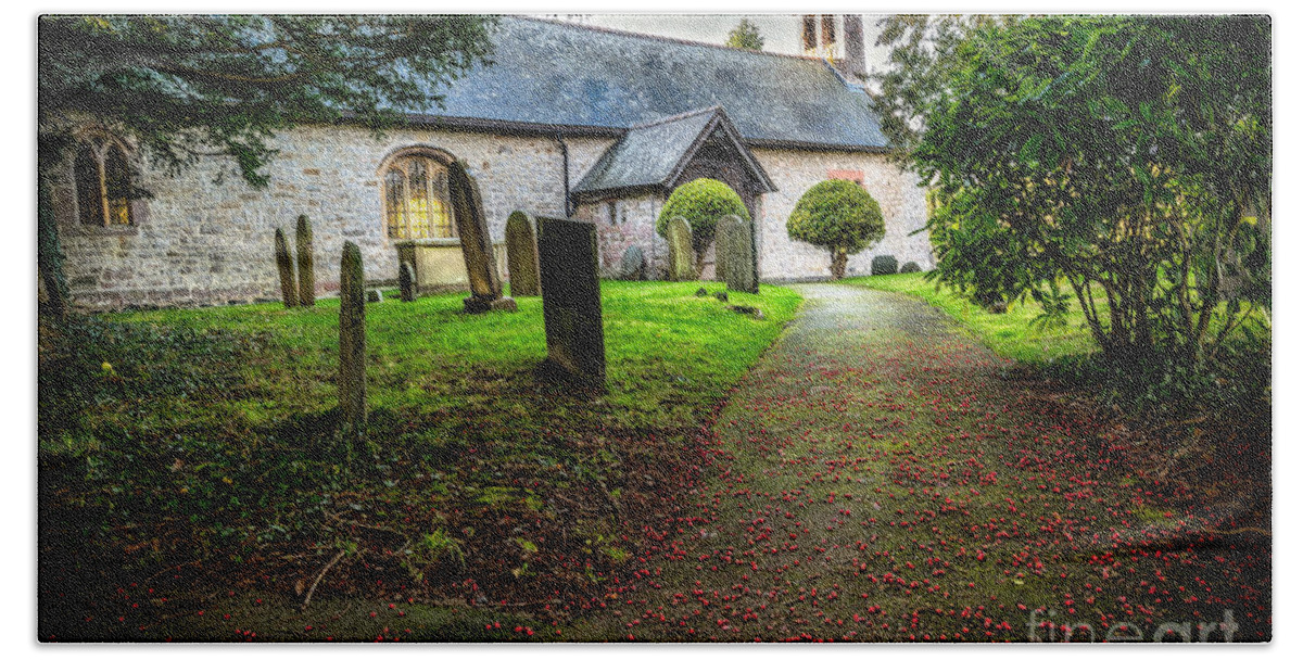 Saint Elidan Bath Towel featuring the photograph Church Berries by Adrian Evans