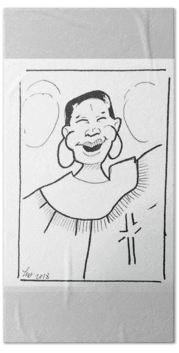 Art Hand Towel featuring the drawing Church Lady 2 by Loretta Nash