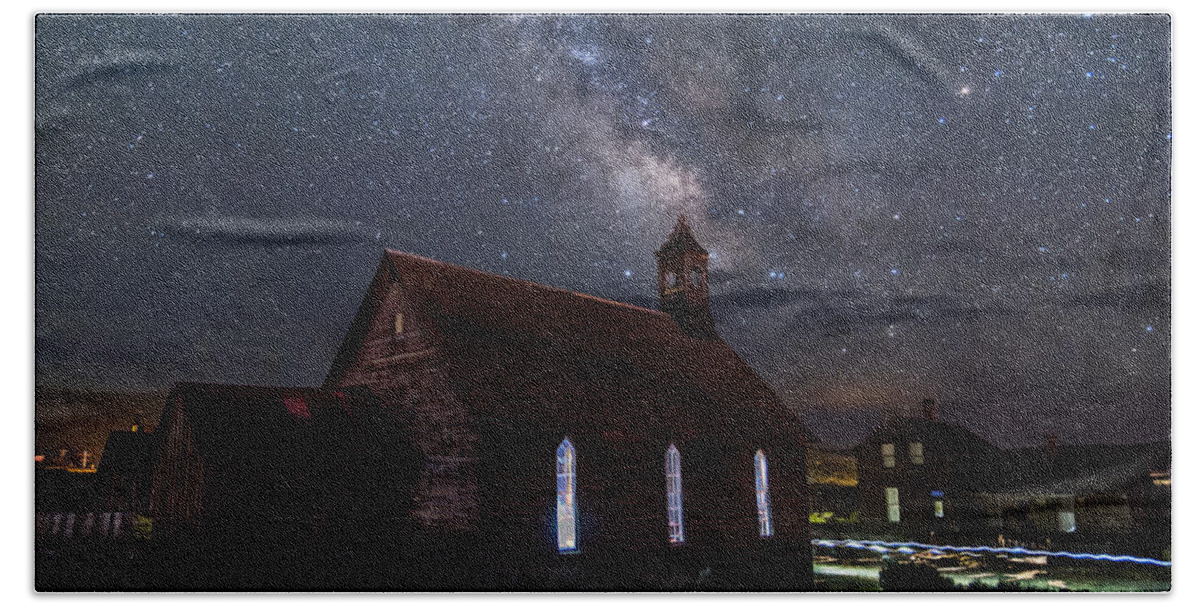Night Hand Towel featuring the photograph Church of Stars by Cat Connor