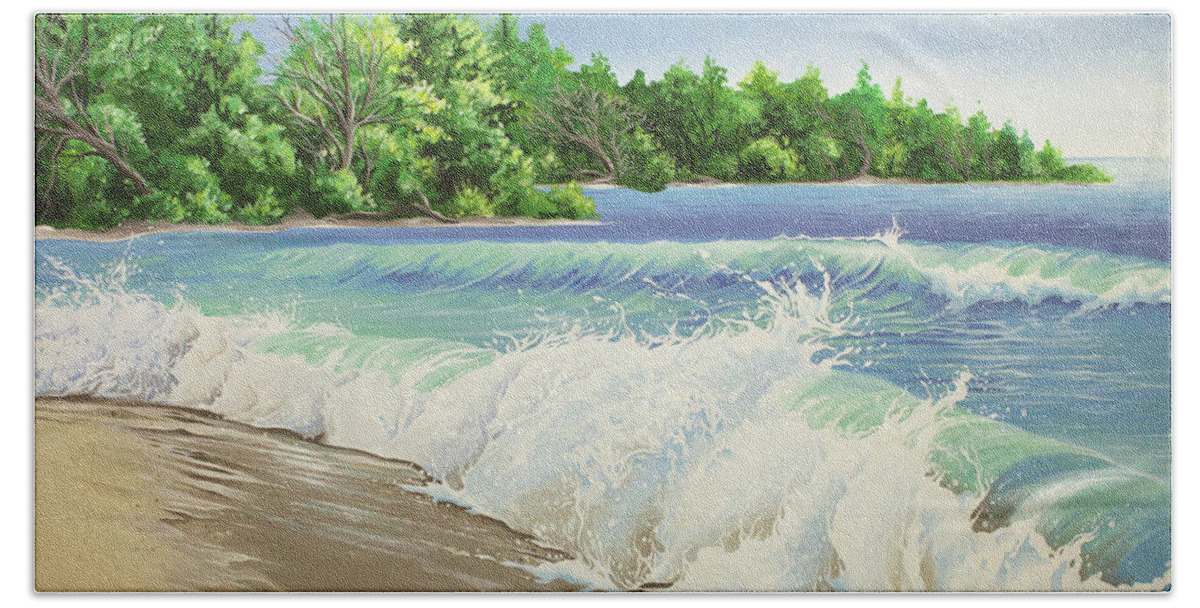 Acrylic Painting Bath Towel featuring the painting Churning Sand by William Love