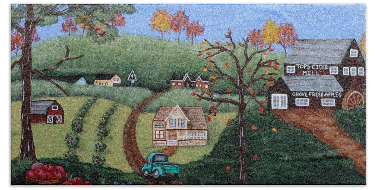Landscape Hand Towel featuring the painting Cider Valley by Melissa Toppenberg