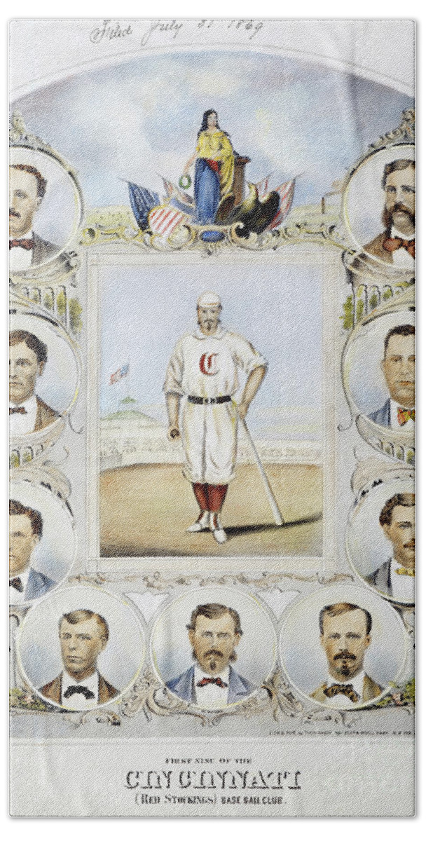 1869 Bath Towel featuring the photograph Cincinnati Baseball Team, 1869 by Granger