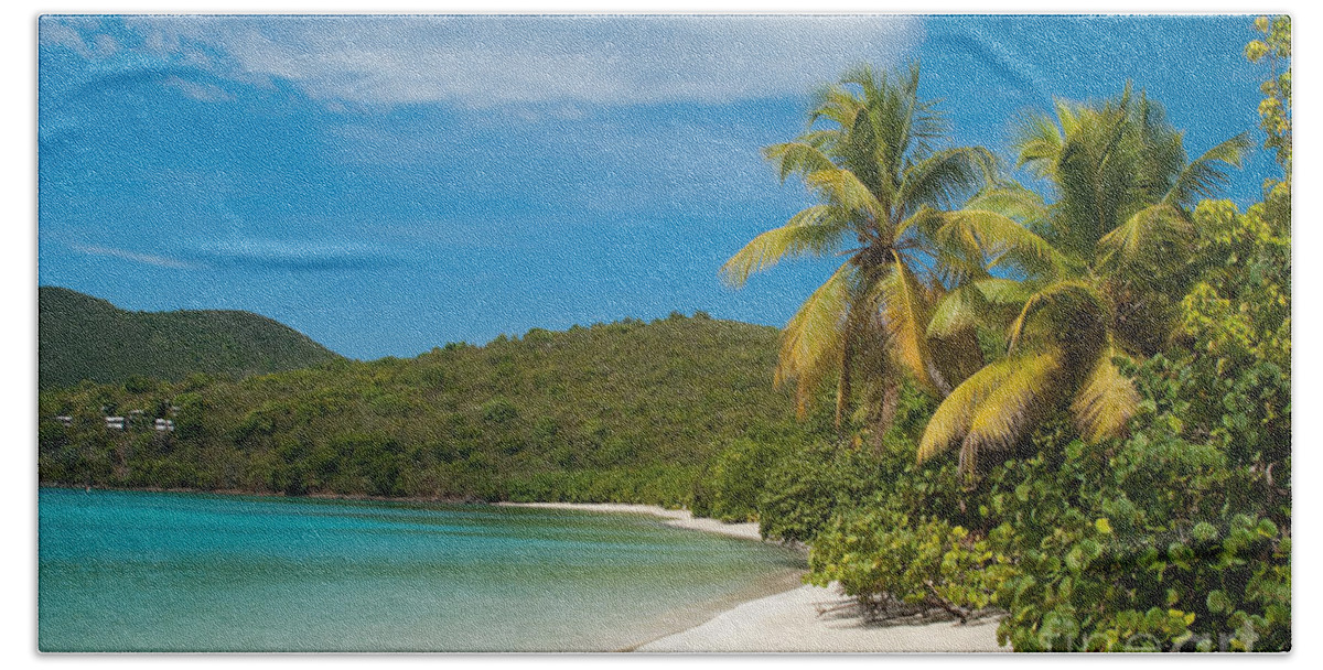 Virgin Islands Bath Towel featuring the photograph Cinnamon Bay beach on Saint John - United States Virgin Island by Anthony Totah