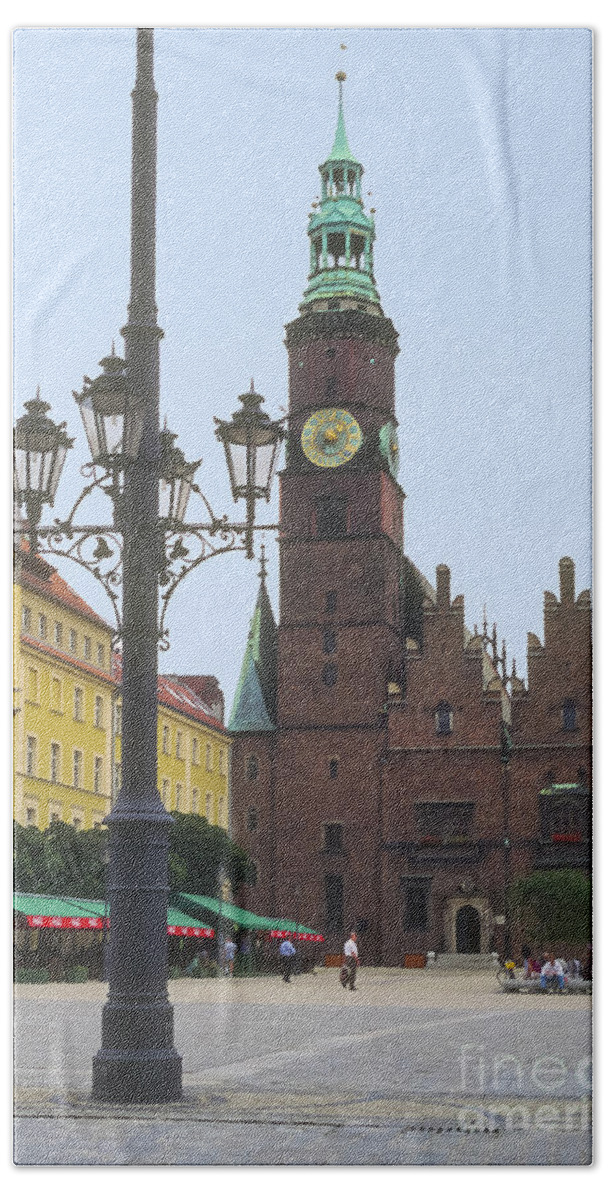 Wroclaw City Hall Bath Towel featuring the photograph City Hall Square by Bob Phillips