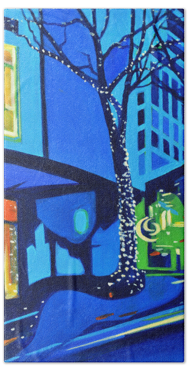 Contemporary Painting Hand Towel featuring the painting City Lights by Tanya Filichkin