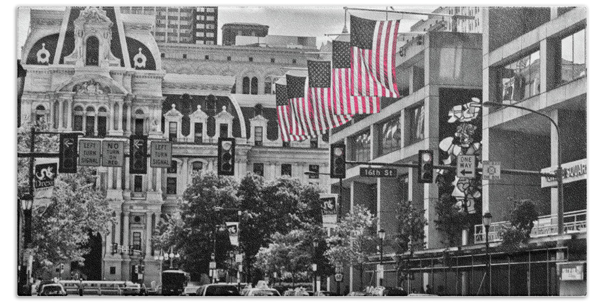 Flags Bath Towel featuring the photograph City of Brotherly Love - Philadelphia by Louis Dallara