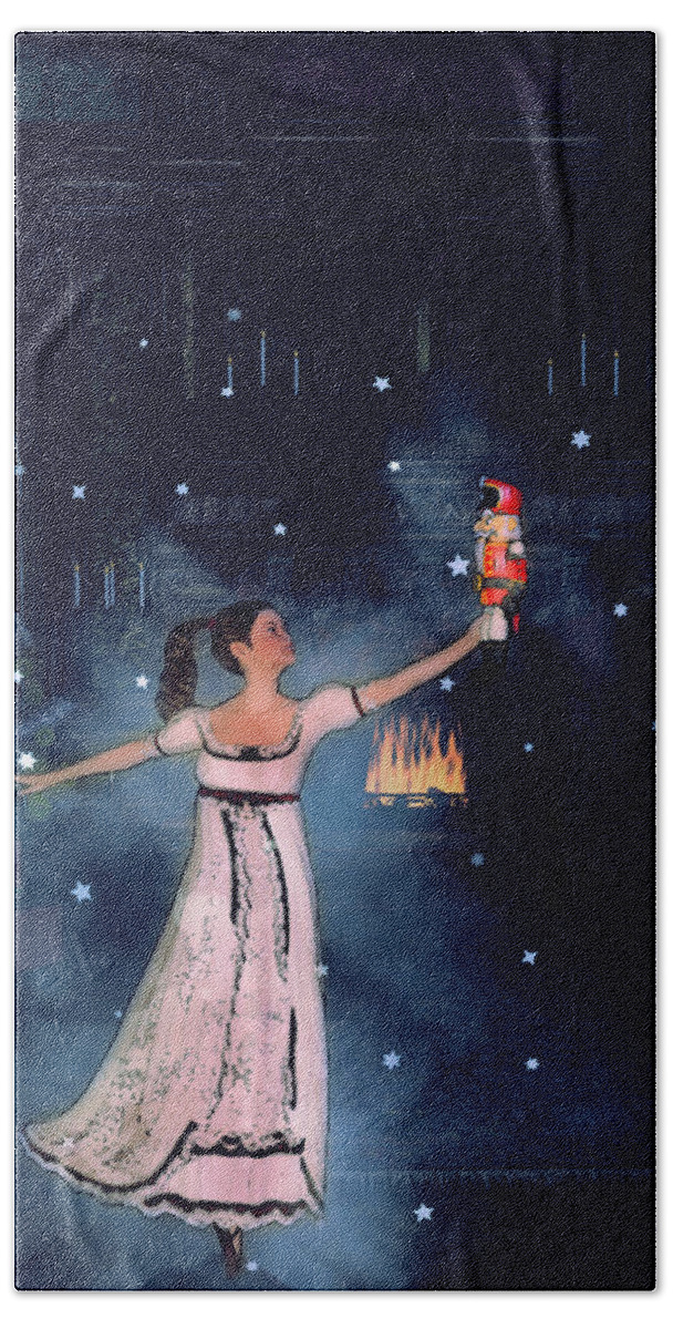 Clara Hand Towel featuring the painting Clara and the Nutcracker by Two Hivelys