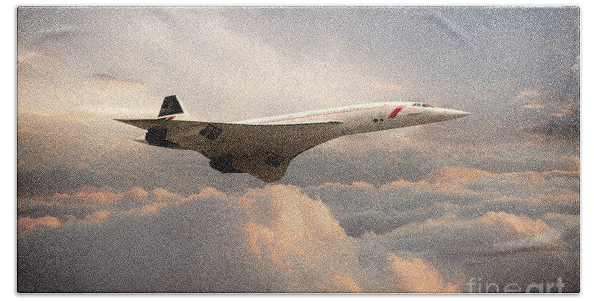 Concorde Bath Towel featuring the digital art Classic Concorde by Airpower Art
