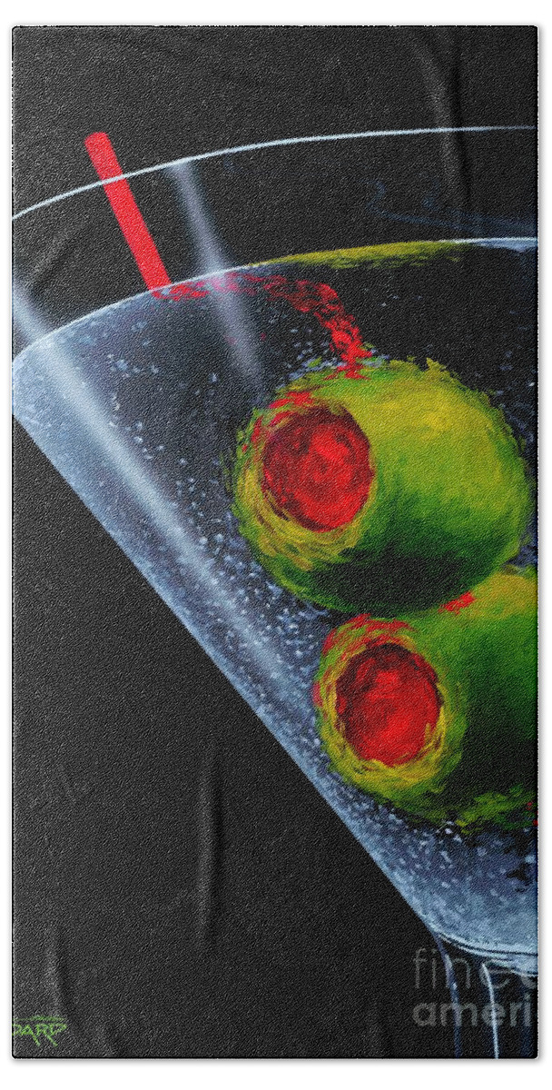 Martini Hand Towel featuring the painting Classic Martini by Michael Godard