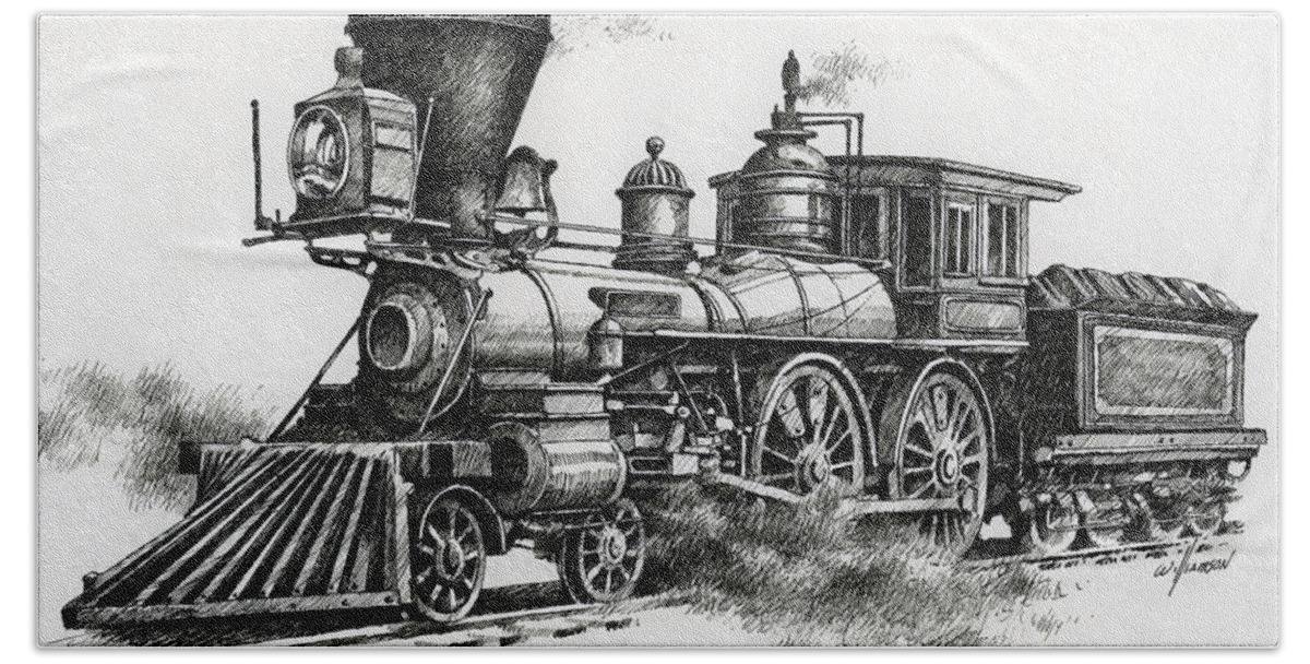 Pen Bath Towel featuring the painting Classic Steam by James Williamson