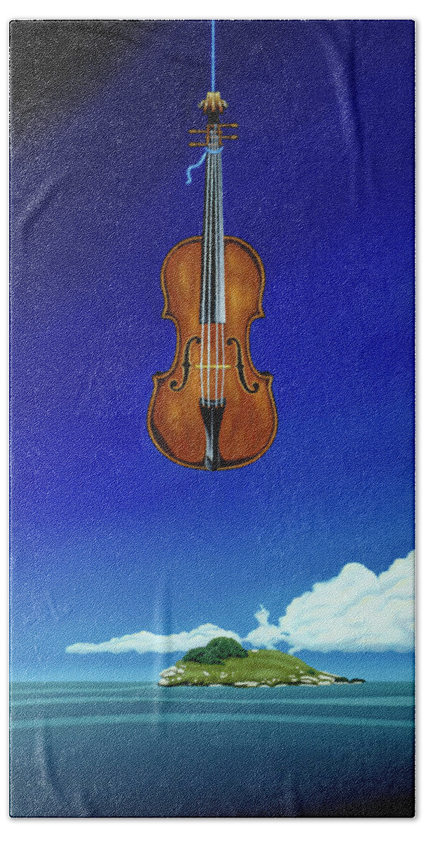 Cello Hand Towel featuring the painting Classical Seascape by Paxton Mobley