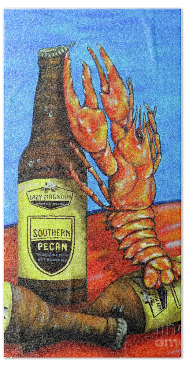 Beer Hand Towel featuring the painting Claw Opener by JoAnn Wheeler