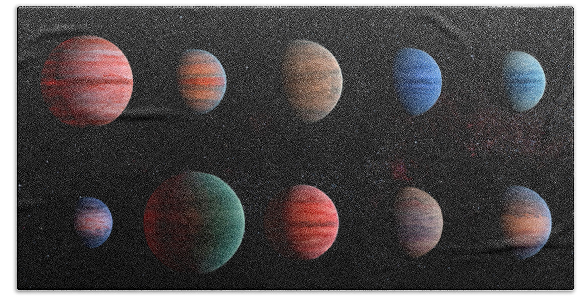 Extra Solar Planets Bath Towel featuring the photograph Clear to cloudy hot Jupiters by Mark Kiver