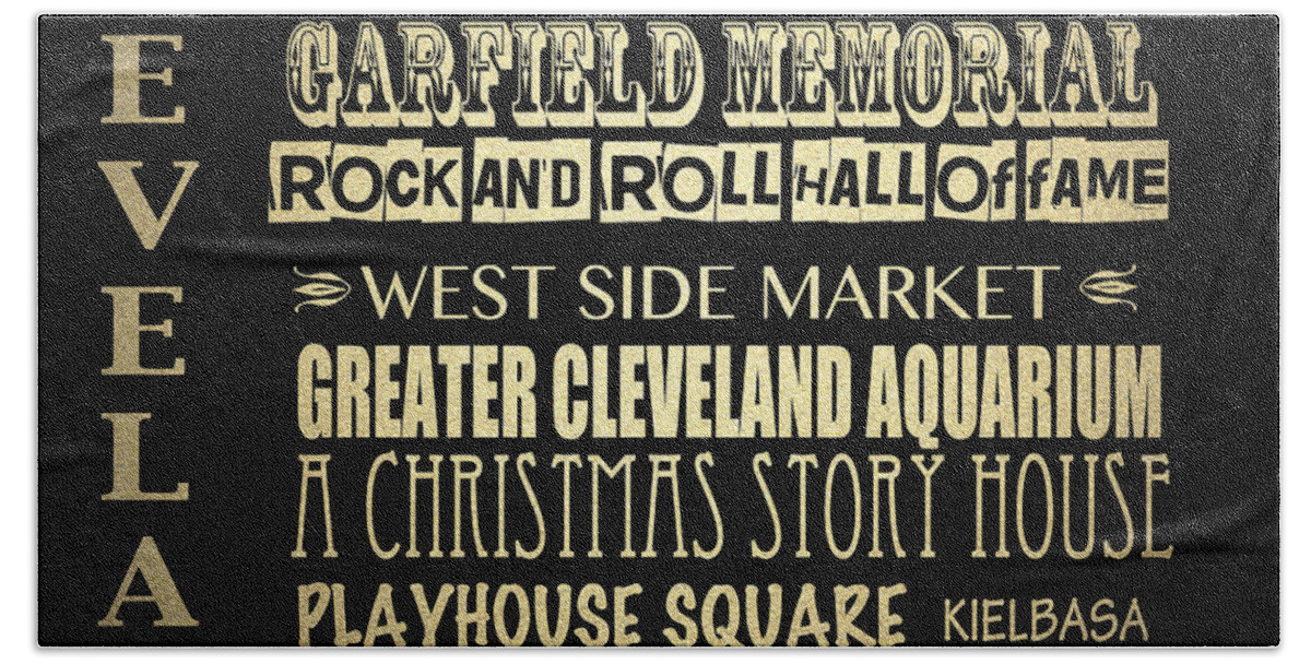 Cleveland Ohio Famous Landmarks Hand Towel featuring the digital art Cleveland Ohio by Patricia Lintner