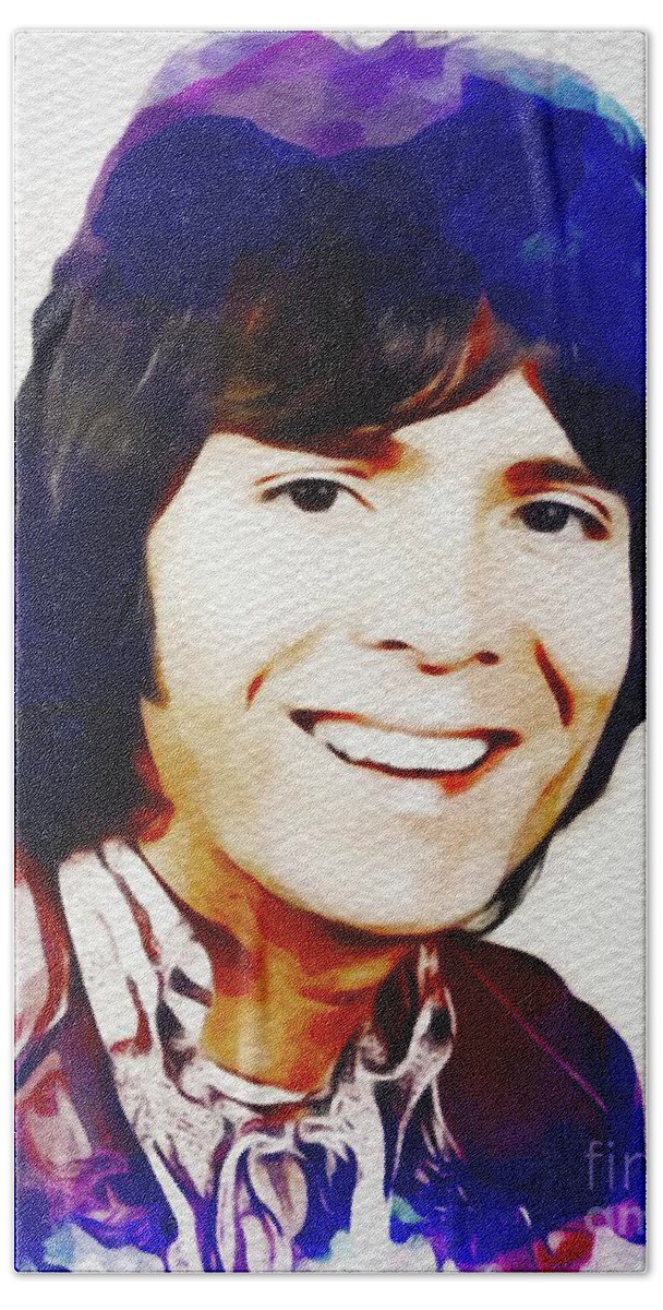 Cliff Bath Towel featuring the painting Cliff Richard, Music Legend by Esoterica Art Agency
