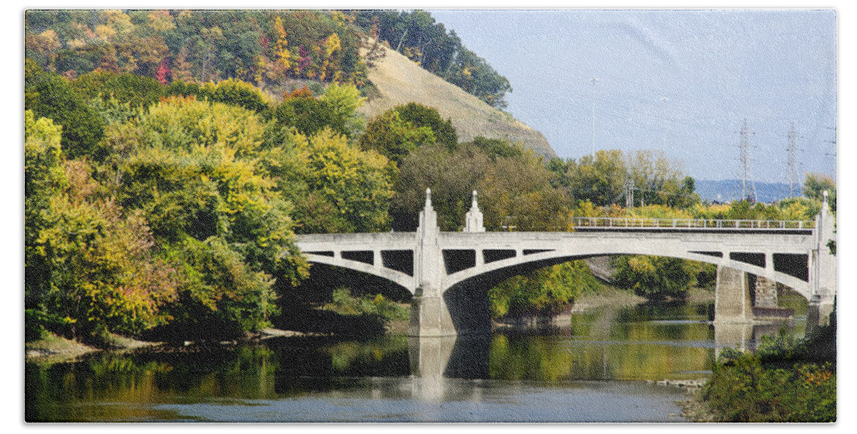 Bridge Bath Towel featuring the photograph Clinton St. Bridge Prospect Mountain Binghamton NY by Christina Rollo