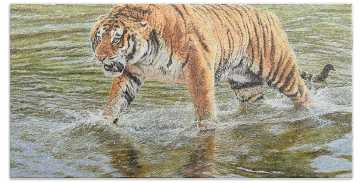 Wildlife Paintings Hand Towel featuring the photograph Closing In by Alan M Hunt