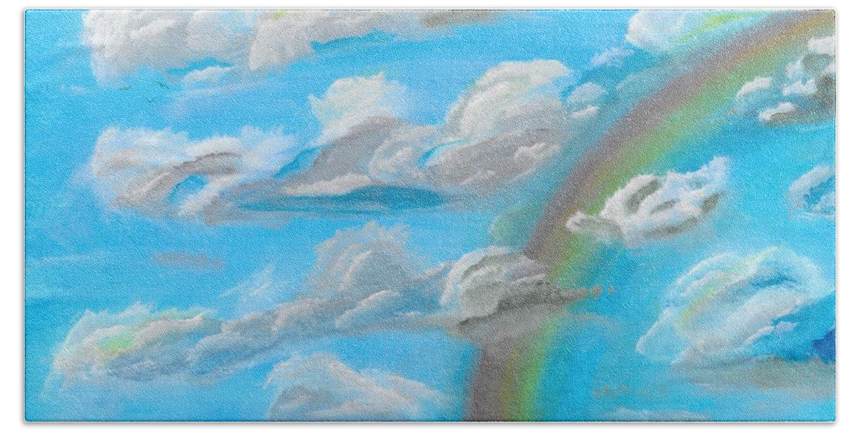 Clouds Bath Towel featuring the painting Cloud Busting by David Bigelow