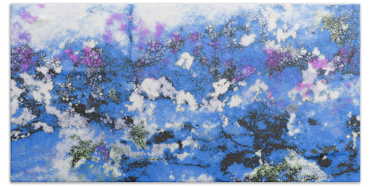  Stone Bath Towel featuring the photograph Clouds and Blossom by Stephanie Grant