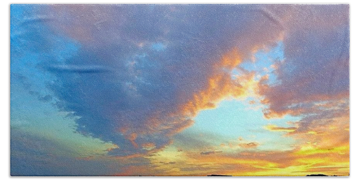 Beach Bath Towel featuring the photograph Clouds at Sunset by Betty Buller Whitehead
