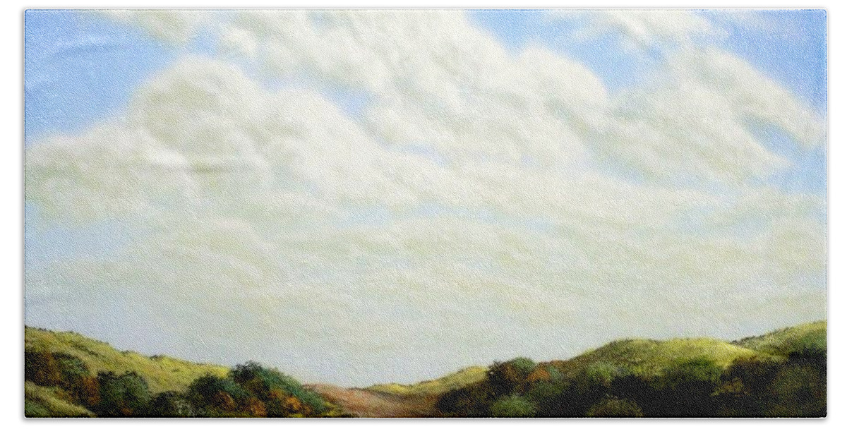 Landscape Bath Towel featuring the painting Clouds Of Spring by Frank Wilson