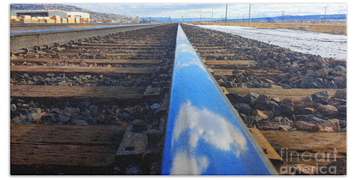 Southwest Landscape Bath Towel featuring the photograph Clouds on the rail by Robert WK Clark