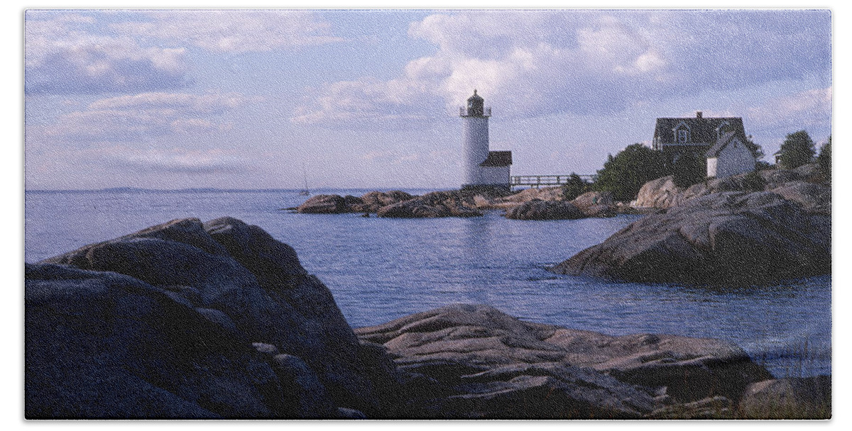 Landscape Lighthouse New England Annisquam Harbor Light Gloucester Bath Towel featuring the photograph Cnrf0903 by Henry Butz