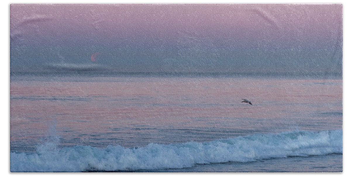 Moon Hand Towel featuring the photograph Coastal Moonset by Jody Partin