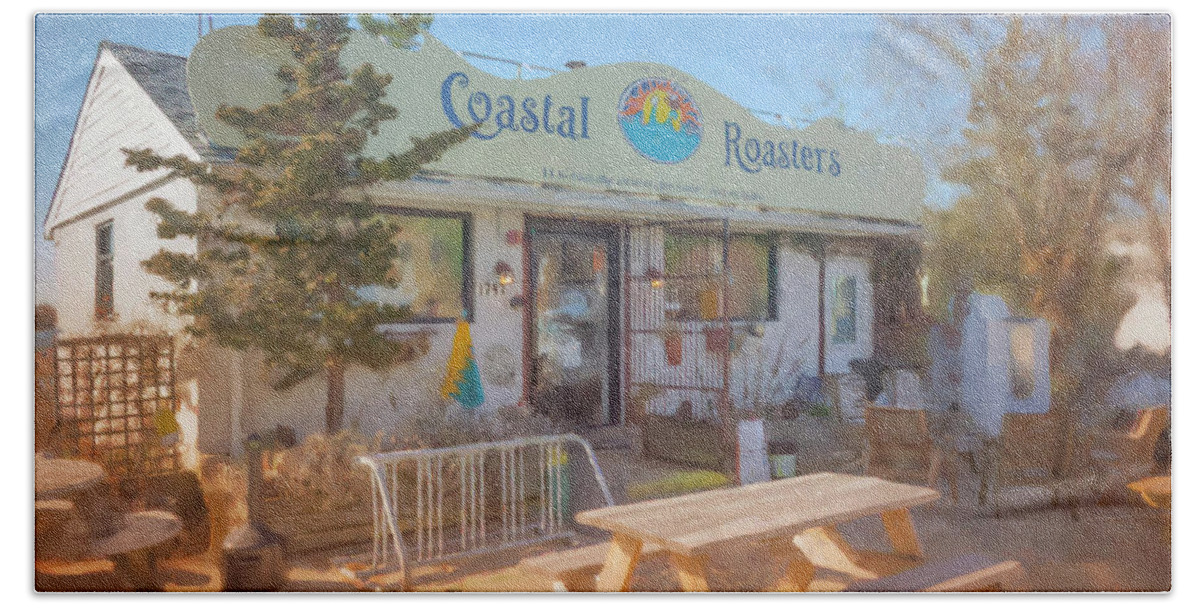Landscape Bath Towel featuring the painting Coastal Roasters by Bill McEntee