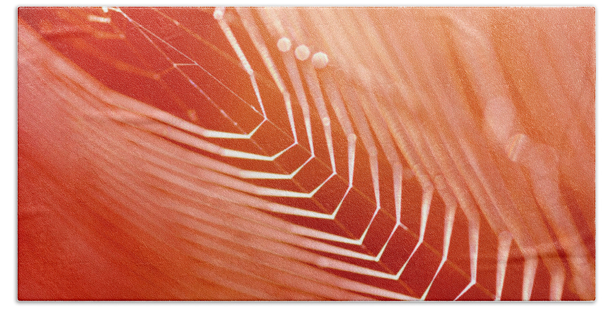 Dewy Bath Sheet featuring the photograph Cobweb In Red by Michal Boubin