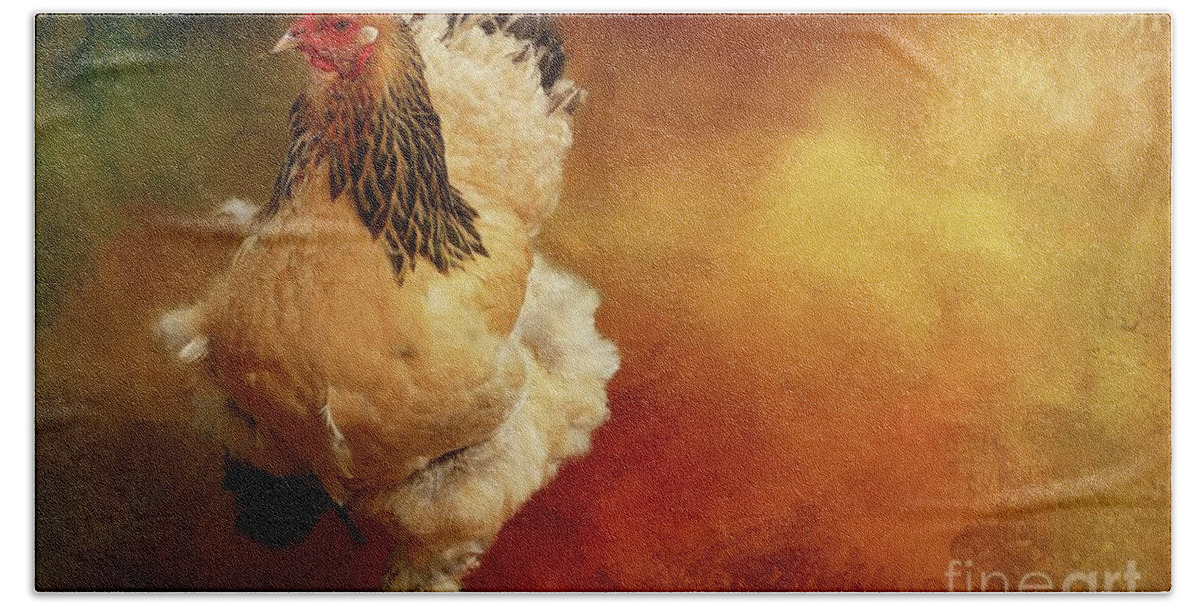 Cochin Chicken Hand Towel featuring the photograph Cochin Chicken by Eva Lechner