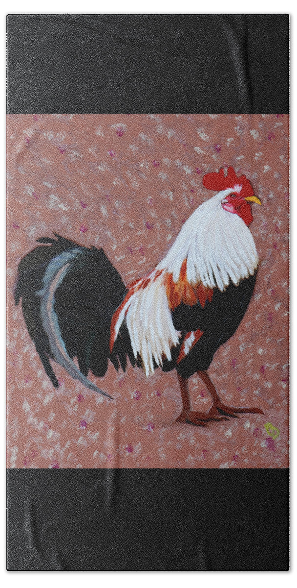 Rooster Hand Towel featuring the painting Cock a Doodle Doo by Deborah Boyd