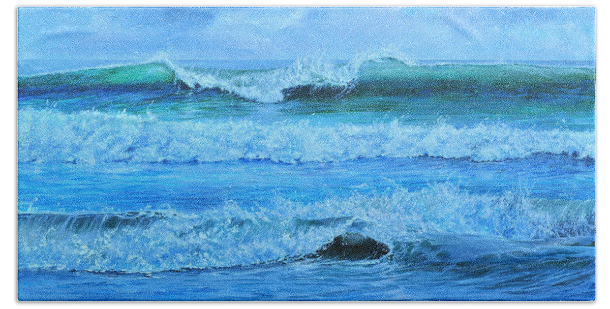 Florida Bath Towel featuring the painting Cocoa Beach Surf by AnnaJo Vahle