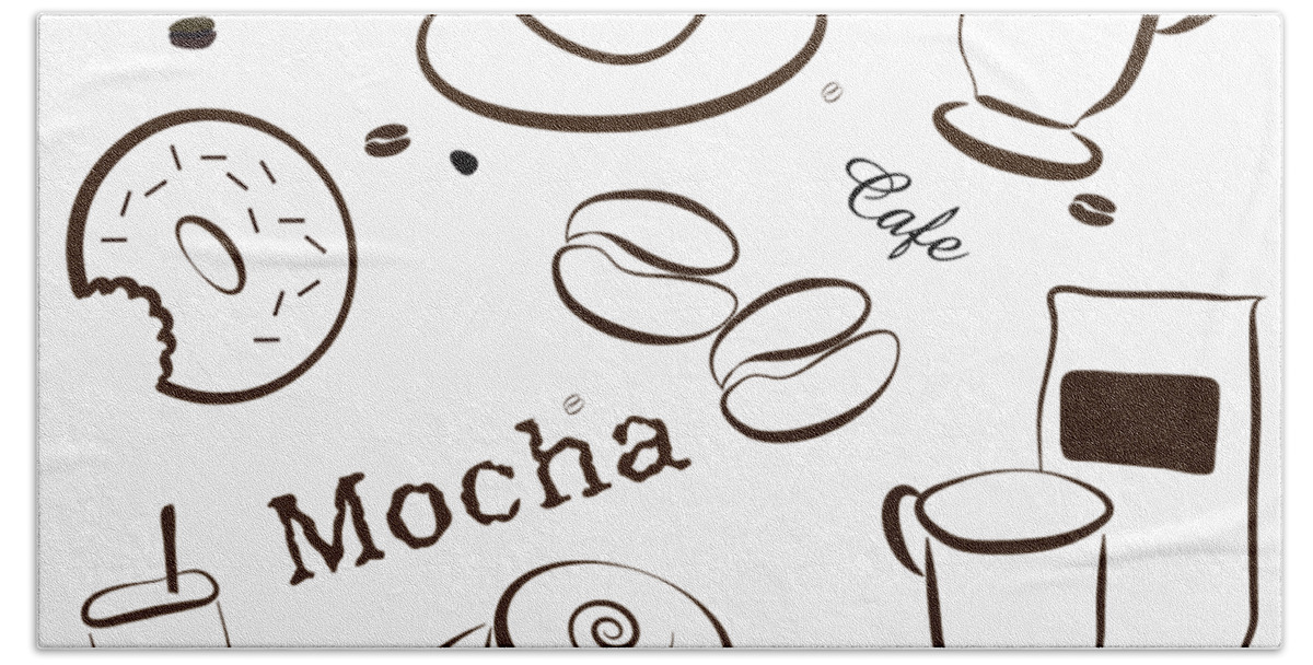 Backdrop Bath Towel featuring the drawing Coffee And Cafe Background by Serena King