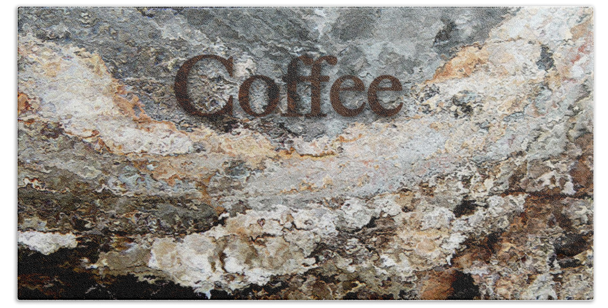 Coffee Art Bath Towel featuring the digital art Coffee edit 2 Brown Letters by Margie Chapman