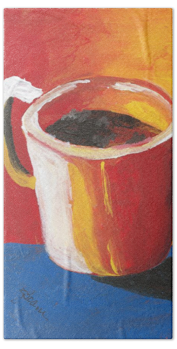 Abstract Coffee Mug Hand Towel featuring the painting Coffee Mug by Elise Boam